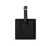 Étiquette de bagage carrée en cuir véritable, nom personnalisé, étiquette valise ronde luxe, breloque for sac à main for femme Pour Avion, Voyage Pro(Black square)