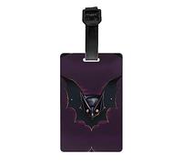 Étiquette de bagage chauve-souris fantôme noire - Identificateur de valise lumineux et coloré, étiquettes de voyage de croisière pour valises, couverture d'intimité à l'arrière intégral