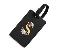 Étiquette de bagage de voyage avec cordes - Initiales de fleur sauvage - Étiquettes uniques pour équipement de sport, sacs pour animaux domestiques, cadeau d'amitié, lettre S