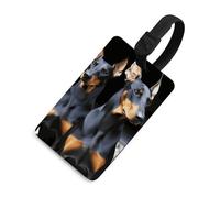 Étiquette de bagage Doberman mignonne et unique pour sac de voyage, étiquette d'identification personnalisée, carte d'adresse, anneau rond durable, cadeau de voyage, essentiels d'aéroport, style noir
