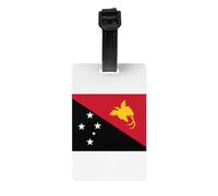 Étiquette de bagage drapeau de la Papouasie-Nouvelle-Guinée avec dragonne amovible pour une identification facile, crochet de voyage et étiquette d'informations personnelles