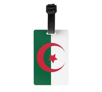 Étiquette de bagage Drapeau de l'Algérie fabriquée en PVC avec sangle amovible, parfaite pour les voyages légers et une étiquette d'identification de voyage.