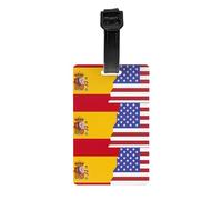 Étiquette de bagage drapeau de l'Espagne Américaine fabriquée en PVC avec une sangle amovible, parfaite pour les voyages légers et une étiquette d'identification de voyage.