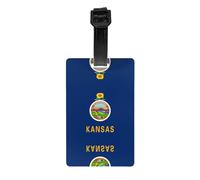 Étiquette de bagage drapeau de l'État du Kansas - Identificateur de valise lumineux et coloré, étiquettes de voyage de croisière pour valises, couverture de confidentialité à l'arrière intégral