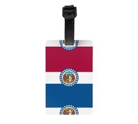 Étiquette de bagage drapeau de l'État du Missouri avec bracelet amovible noir de 17,5 cm de long pour une identification facile des bagages