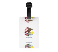 Étiquette de bagage drapeau de l'Illinois avec bracelet noir détachable de 17,5 cm de long pour une identification facile des bagages