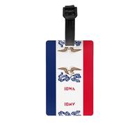 Étiquette de bagage drapeau de l'Iowa avec bracelet noir détachable de 17,5 cm de long pour une identification facile des bagages