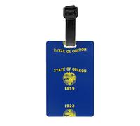 Étiquette de bagage drapeau de l'Oregon avec bracelet noir détachable de 17,5 cm de long pour une identification facile des bagages