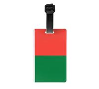 Étiquette de bagage drapeau de Madagascar fabriquée en PVC avec sangle amovible, parfaite pour les voyages légers et une étiquette d'identification de voyage.