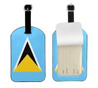 Étiquette de bagage drapeau de Sainte-Lucie en cuir PU double face personnalisée avec protection de confidentialité