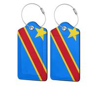 Étiquette de bagage drapeau du Congo pour valise Étiquettes de valise en cuir avec protection de confidentialité pour valise de sac de voyage