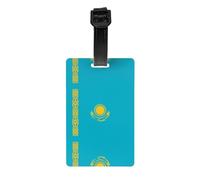 Étiquette de bagage drapeau du Kazakhstan - Identificateur de valise lumineux et coloré, étiquettes de voyage de croisière pour valises, couverture de confidentialité à l'arrière intégral