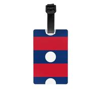 Étiquette de bagage Drapeau du Laos - Identificateur de valise lumineux et coloré, étiquettes de voyage de croisière pour valises, couverture de confidentialité à l'arrière intégral