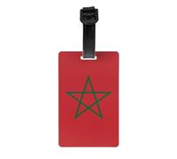 Étiquette de bagage drapeau du Maroc fabriquée en PVC avec une sangle amovible, parfaite pour les voyages légers et une étiquette d'identification de voyage.