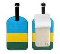 Étiquette de bagage drapeau du Rwanda en cuir PU, étiquette double face personnalisée pour valise de voyage avec couverture d'intimité