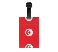 Étiquette de bagage drapeau tunisien avec bracelet noir détachable de 17,5 cm de long pour une identification facile des bagages