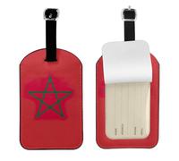 Étiquette de bagage élégante avec drapeau du Maroc - 10 x 7 cm - Accessoire de voyage indispensable pour valises