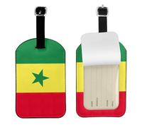 Étiquette de bagage élégante avec drapeau du Sénégal - 10,9 x 7,9 cm - Accessoire de voyage essentiel pour valises