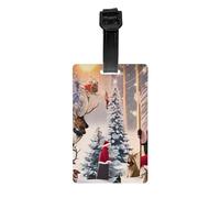 Étiquette de bagage élégante avec motif imprimé Père Noël et son partenaire - Matériau PVC durable, section d'informations personnalisable