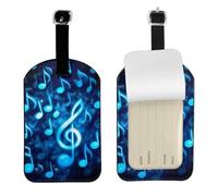 Étiquette de bagage élégante avec notes de musique bleues - 11,9 x 7,9 cm - Accessoire de voyage essentiel pour valises