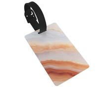 Étiquette de bagage en agate orange et blanche, idéale pour les sacs à dos de voyage, croisière, sac à dos
