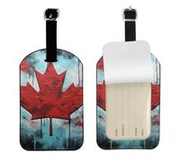 Étiquette de bagage en cuir avec drapeau du Canada - Étiquette d'identification personnalisée pour sac de voyage, design double face, protection de la vie privée, accessoire de voyage idéal
