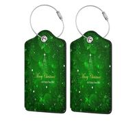 Étiquette de bagage en cuir avec rabat d'intimité, 1 étiquette d'identification de voyage, Merry Christmas, porte-badge étanche avec boucle en acier inoxydable pour voyage, sac à dos, identification