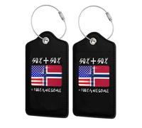 Étiquette de bagage en cuir mi-américain mi-norvégien avec anneau en acier inoxydable et protection de confidentialité pour valise de voyage0