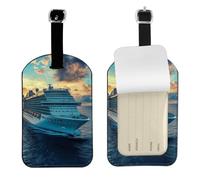 Étiquette de bagage en cuir pour bateau de croisière en bord de mer - Étiquette d'identification personnalisée pour sac de voyage, design double face, protection de la vie privée, accessoire de voyage