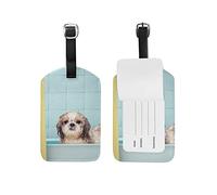 Étiquette de bagage en cuir pour chien Shitzu, mignon, humide, pour enfant, fille, femme, 1 pièce