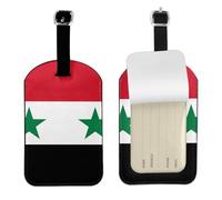 Étiquette de bagage en cuir PU avec drapeau de la République arabe syrienne, double face, personnalisable, avec protection de la vie privée