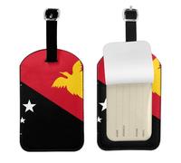 Étiquette de bagage en cuir PU avec motif drapeau de la Papouasie-Nouvelle-Guinée personnalisable double face avec protection de confidentialité