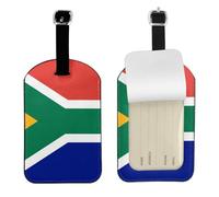 Étiquette de bagage en cuir PU avec motif drapeau de l'Afrique du Sud, double face, personnalisable, avec protection de la vie privée
