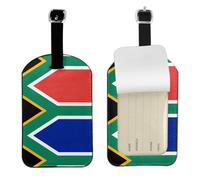 Étiquette de bagage en cuir PU drapeau de l'Afrique du Sud, étiquette double face personnalisée pour valise de voyage avec protection de la vie privée