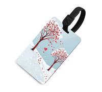 Étiquette de bagage en forme de cœur en forme de feuille d'arbre mignon et unique pour sac de voyage, étiquette d'identification personnalisée, étiquette d'adresse, anneau rond durable, cadeau de