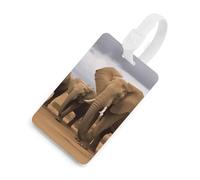 Étiquette de bagage en forme de famille d'éléphants - Jolie étiquette de sac de voyage unique - Étiquette d'identification personnalisée - Carte d'adresse et anneau rond durable - Cadeau de voyage