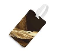 Étiquette de bagage en forme de plumes dorées pour voyage, étiquettes de bagage en TPU avec carte d'information, étiquettes de valise personnalisées pour le vol, étiquettes de sac multifonctionnelles