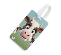 Étiquette de bagage en forme de vache mignonne et unique pour sac de voyage, étiquette d'identification personnalisée, étiquette d'adresse et anneau rond durable, cadeau de voyage, essentiel de
