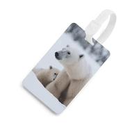 Étiquette de bagage en forme d'ours polaire avec motif animal de neige, étiquette d'identification et anneau rond durable, idéal pour les voyages, les essentiels de l'aéroport, style blanc