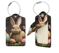 Étiquette de bagage en forme d'œuf de Pâques approuvée par la TSA, étiquettes d'identification en cuir pour valise, étiquette d'identification avec boucle en acier inoxydable et carte d'adresse pour