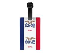 Étiquette de bagage en PVC de qualité supérieure avec imprimé drapeau de l'État de l'Iowa - Fiable - Accessoire de voyage indispensable