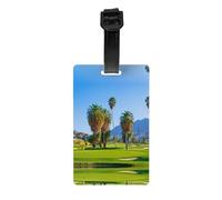 Étiquette de bagage en PVC durable pour parcours de golf Palm Tree - Design imprimé complet, fente pour informations personnelles, bracelet amovible, facile à identifier et à transporter
