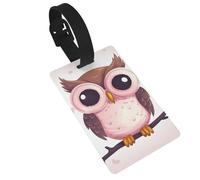 Étiquette de bagage en PVC en forme de chouette avec sangle pour valise, sac à dos, bagage à main