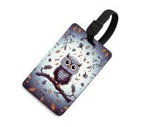 Étiquette de bagage en TPU avec carte d'information en forme de branches d'arbre de hibou, étiquettes de bagage personnalisées pour le vol, étiquettes de sac multifonctionnelles pour affaires, cadeau