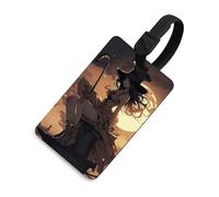 Étiquette de bagage en TPU avec lanière pour valise, sac à dos, boîte à outils, motif sorcière équitation un balai
