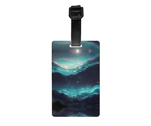 Étiquette de bagage étoiles de science-fiction avec bracelet noir amovible de 17,5 cm de long pour une identification facile des bagages