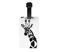 Étiquette de bagage girafe noire et blanche - Identificateur de valise lumineux et coloré, étiquettes de voyage de croisière pour valises, couverture de confidentialité à l'arrière intégral
