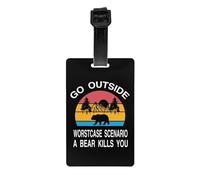 Étiquette de bagage « Go Outside Worst Case Scenario A Bear Kills You » avec carte nominative pour le camping Aventure Camping ID Sac Valise