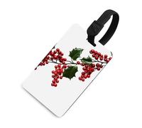 Étiquette de bagage Holly Berry Branches - Essentiels de voyage - En TPU - Personnalisable - Avec cordon noir - Pour valise, sac à dos, boîte à outils, noir, taille unique