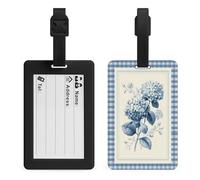 Étiquette de bagage hortensias bleu clair doux pour sac de voyage, valise, étiquettes nominatives